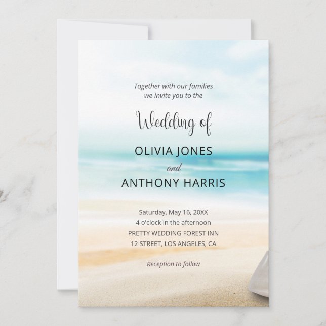 Convites Elegant Coastal Beach Wedding (Frente)