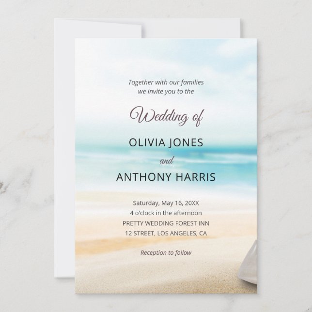 Convites Elegant Coastal Beach Wedding (Frente)