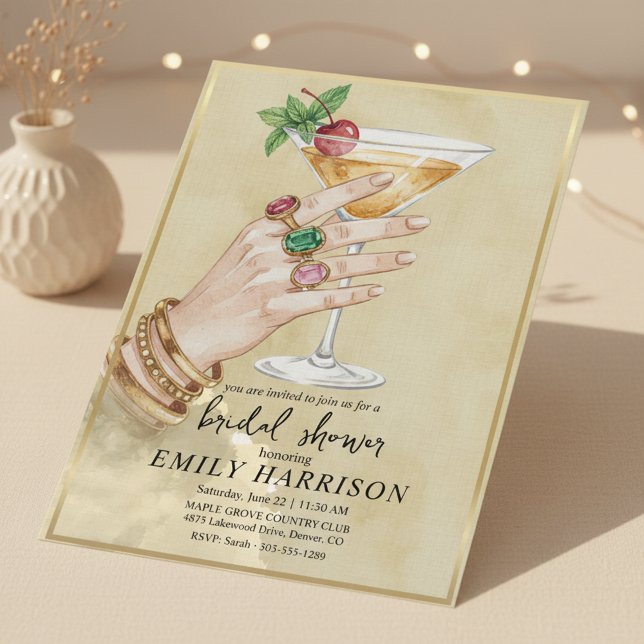 Convites Elegant Cocktail Bridal Shower Invitation Art (Criador carregado)