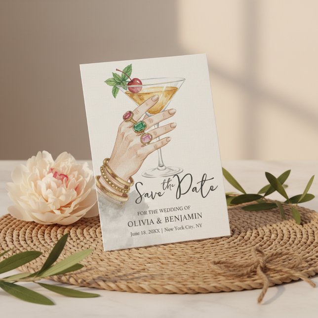 Convites Elegant Cocktail Save the Date Wedding Invitation (Celebrate your special day with this elegant Save the Date Wedding Invitation)