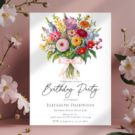 Convites Elegant Colorful Garden Flowers Bouquet Birthday