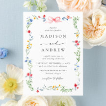 Elegant Colorful Wildflower Pink Bow Wedding