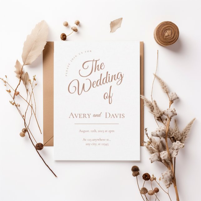 Convites Elegant Copper Script Wedding Invitation (Criador carregado)