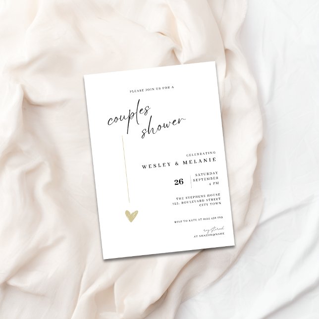 Convites Elegant Couples Shower Calligraphy Typo Wedding  (Couples shower Elegant Wedding Invitation)