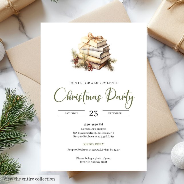 Convites Elegant Coziness Olive Beige Nordic Christmas Book (Elegant Coziness Olive Beige Nordic Christmas Party)