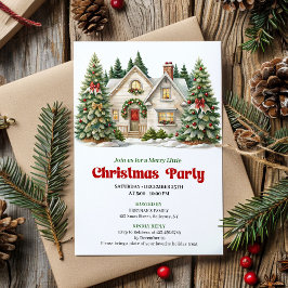 Convites Elegant Cozy Christmas house invitation watercolor