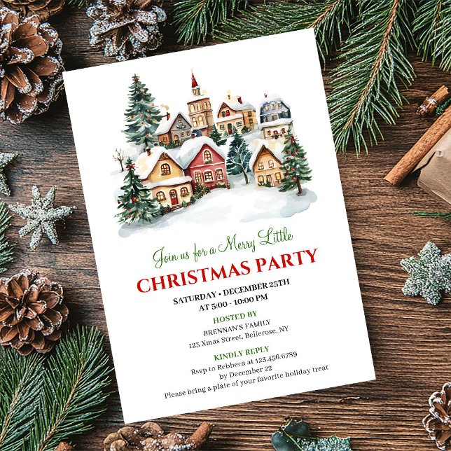 Convites Elegant cozy holiday scene Christmas dinner invite (Elegant cozy holiday scene Christmas dinner invitation)