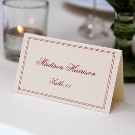 Convites Elegant Cream and Burgundy Wedding Place Card DIY