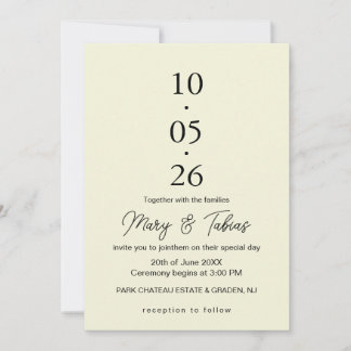 Convites Elegant Creamy White Minimalist Wedding