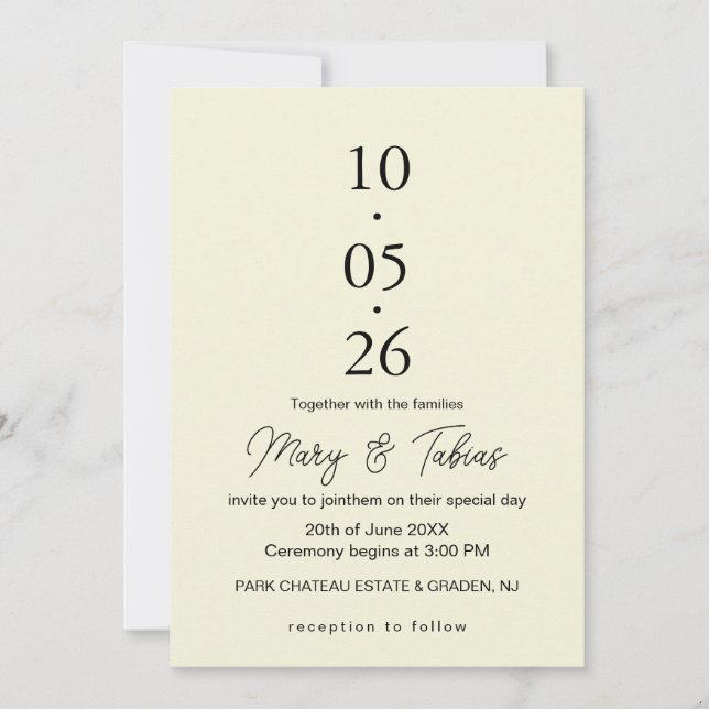 Convites Elegant Creamy White Minimalist Wedding (Frente)