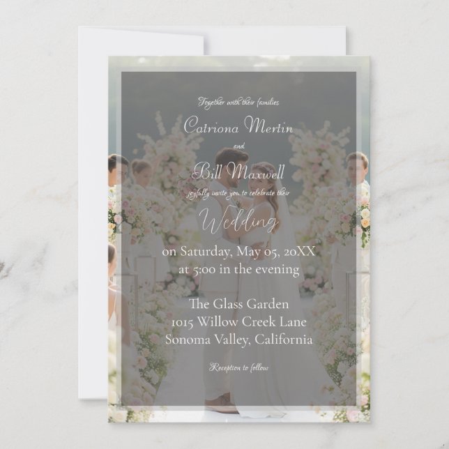 Convites Elegant Custom Photo Wedding Invitation (Frente)