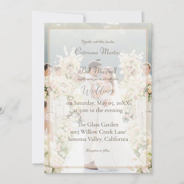 Convites Elegant Custom Photo Wedding Invitation (Frente)