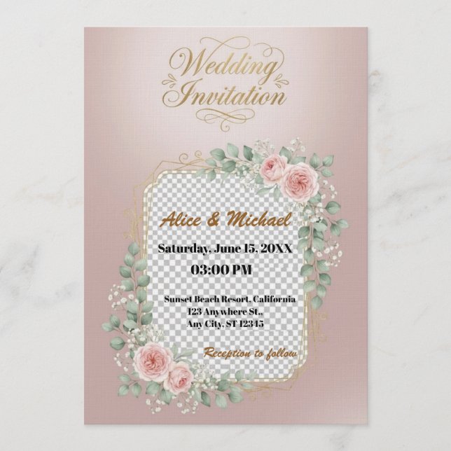 Convites Elegant Custom Wedding Invitation – Minimalist (Frente)