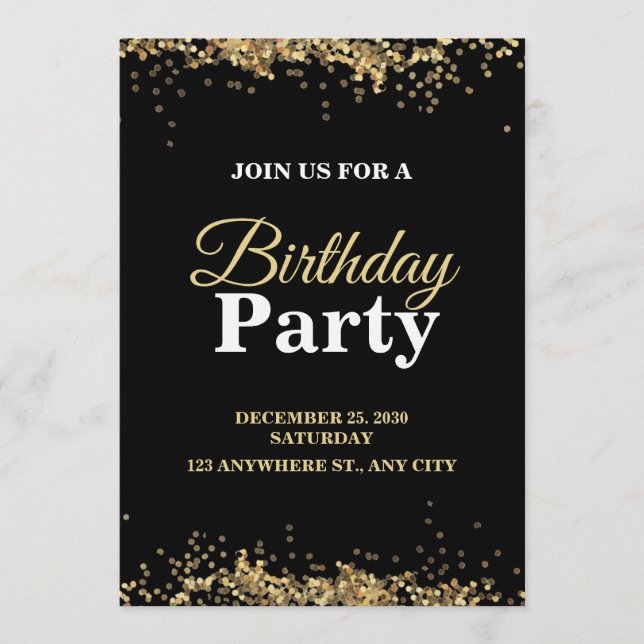 Convites Elegant Customizable Birthday Invite Stylish card (Frente)