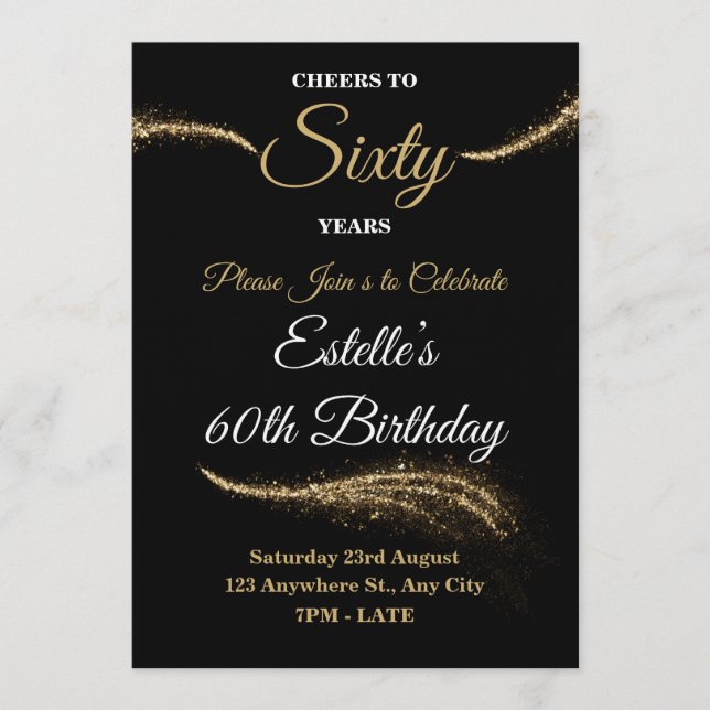 Convites Elegant Customizable Birthday Invite Stylish Card (Frente)