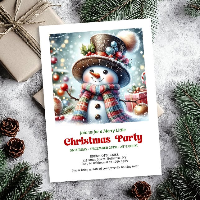 Convites Elegant cute funny snowman holiday invite festive (Elegant funny snowman holiday invite festive digital

)