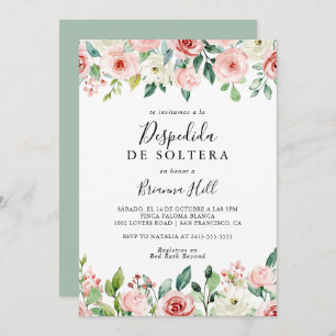 Convites Elegant Dacil Autumn Floral Chá de panela espanhol