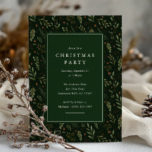 Elegant Dark Green Botanical Christmas Party