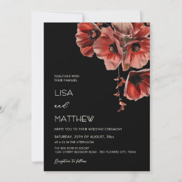 Convites Elegant Dark Moody Red Flowers 