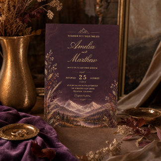 Convites Elegant Dark Plum Mountain| Botânica Outonal Doura