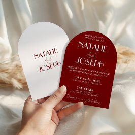 Convites Elegant Deep Red White Burgundy Arched Wedding