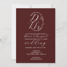 Elegant Delicate Floral Wedding Logo Deep Burgundy