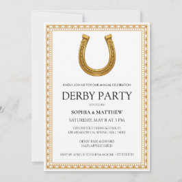 Convites Elegant Derby Party Invitation with Gold Horseshoe
