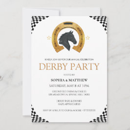 Convites Elegant Derby Party Invitation with Gold Horseshoe