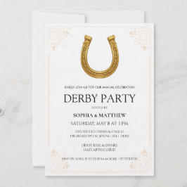 Convites Elegant Derby Party Invitation with Gold Horseshoe