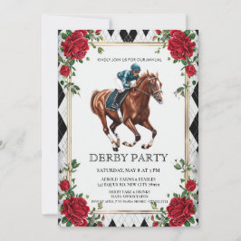 Convites Elegant Derby Party Invitation with Horse Racing I