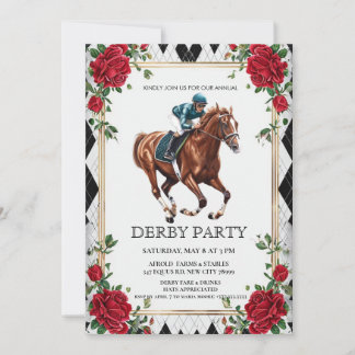 Convites Elegant Derby Party Invitation with Horse Racing I
