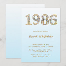 Convites Elegant Diamond Year 1986 40th Birthday Party