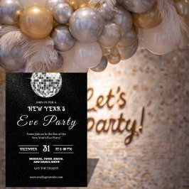Convites Elegant Disco Ball New Year’s Eve Party Invitation