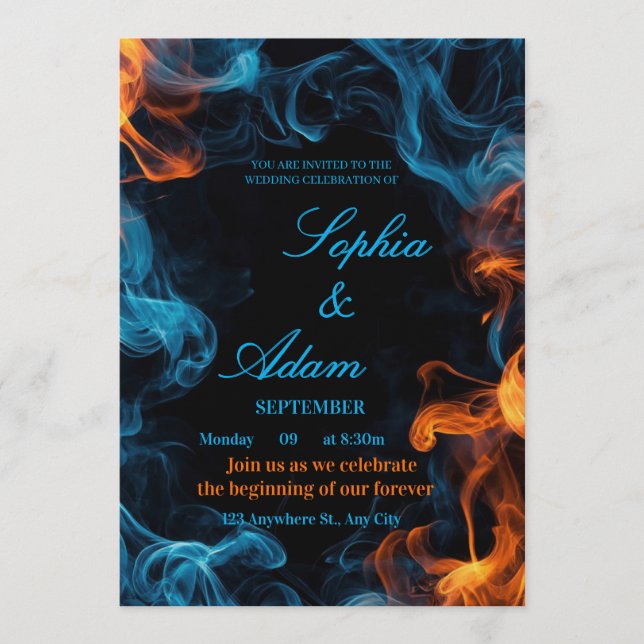 Convites Elegant Dual Flame Wedding Invitation (Frente)