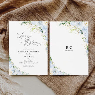 Convites Elegant Dusty Blue Bridal Shower Invitation