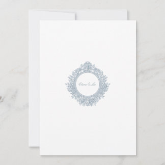 Convites Elegant Dusty Blue Floral Border Wedding Invitatio