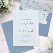 Elegant Dusty Blue Minimal Wedding Invitation