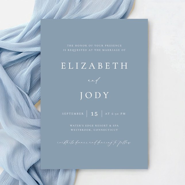 Convites Elegant Dusty Blue Simple Wedding Modern (Criador carregado)
