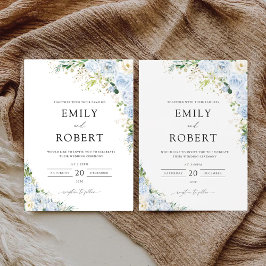 Convites Elegant Dusty Blue Wedding Invitation