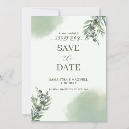 Convites Elegant Dusty Green  Classic Save The Date Flyer