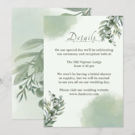 Convites Elegant Dusty Green Details Wedding Enclosure Card