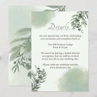 Convites Elegant Dusty Green Details Wedding Enclosure Card