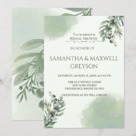 Convites Elegant Dusty Green Script Classic Bridal Shower 