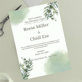 Convites Elegant Dusty Green Script Classic Wedding 