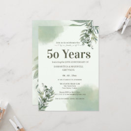 Convites Elegant Dusty Green Script Wedding Anniversary 