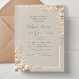 Convites Elegant Editable Cream Seed Pearl Bridal Shower