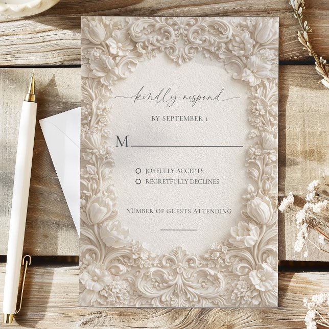 Convites Elegant Embossed Floral Wedding Response Cards (Elegant Embossed Floral Wedding Response Cards)