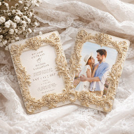 Convites Elegant Embossed Style Frame Baroque Wedding