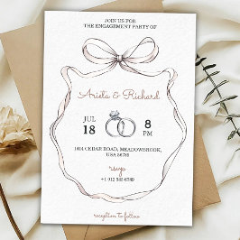 Convites Elegant engagement party invitation with a bow