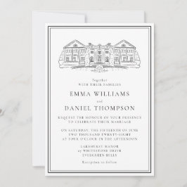 Convites Elegant Estate Illustration Wedding Invitation